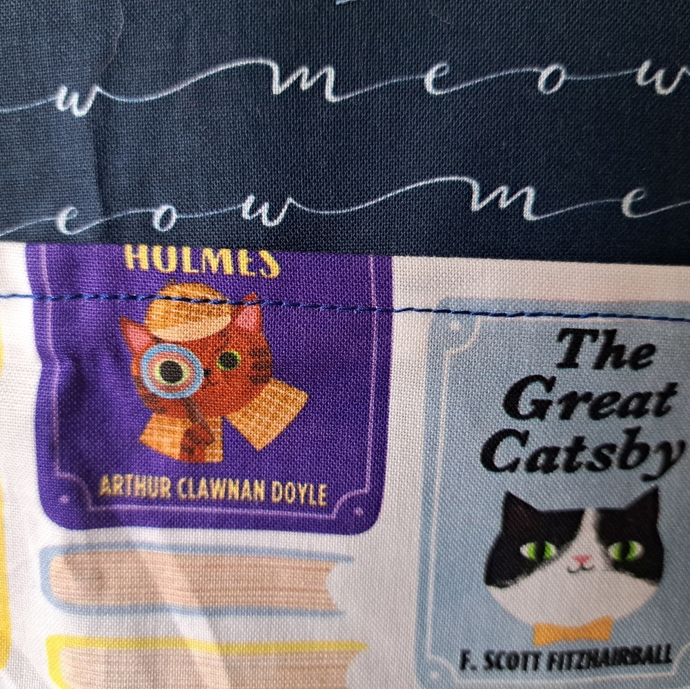 Handmade Book-Themed Throw Pillow Cover With Book Pocket - Picture 2 of 5